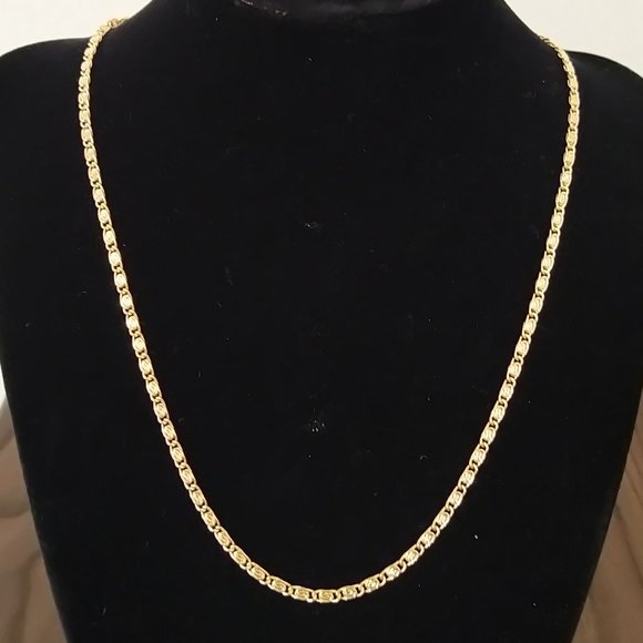 14k Gold Plated Scroll Chain Necklace 3mm - Picture 1 of 3